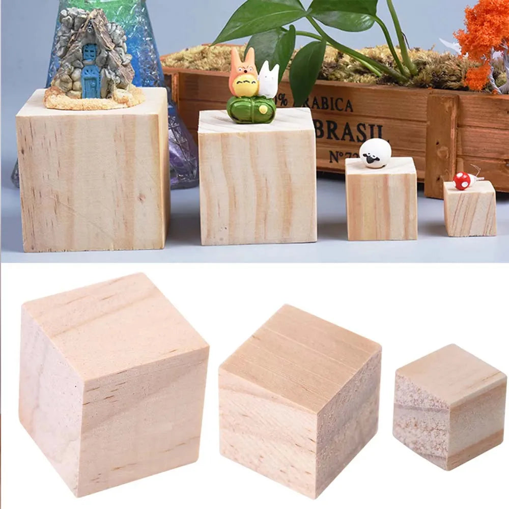 5 Sizes Big/Small Unfinished Wooden Blocks Wood Cubes For DIY Craft and Puzzle Making Home Decor Handcraft Arts Oasis Select