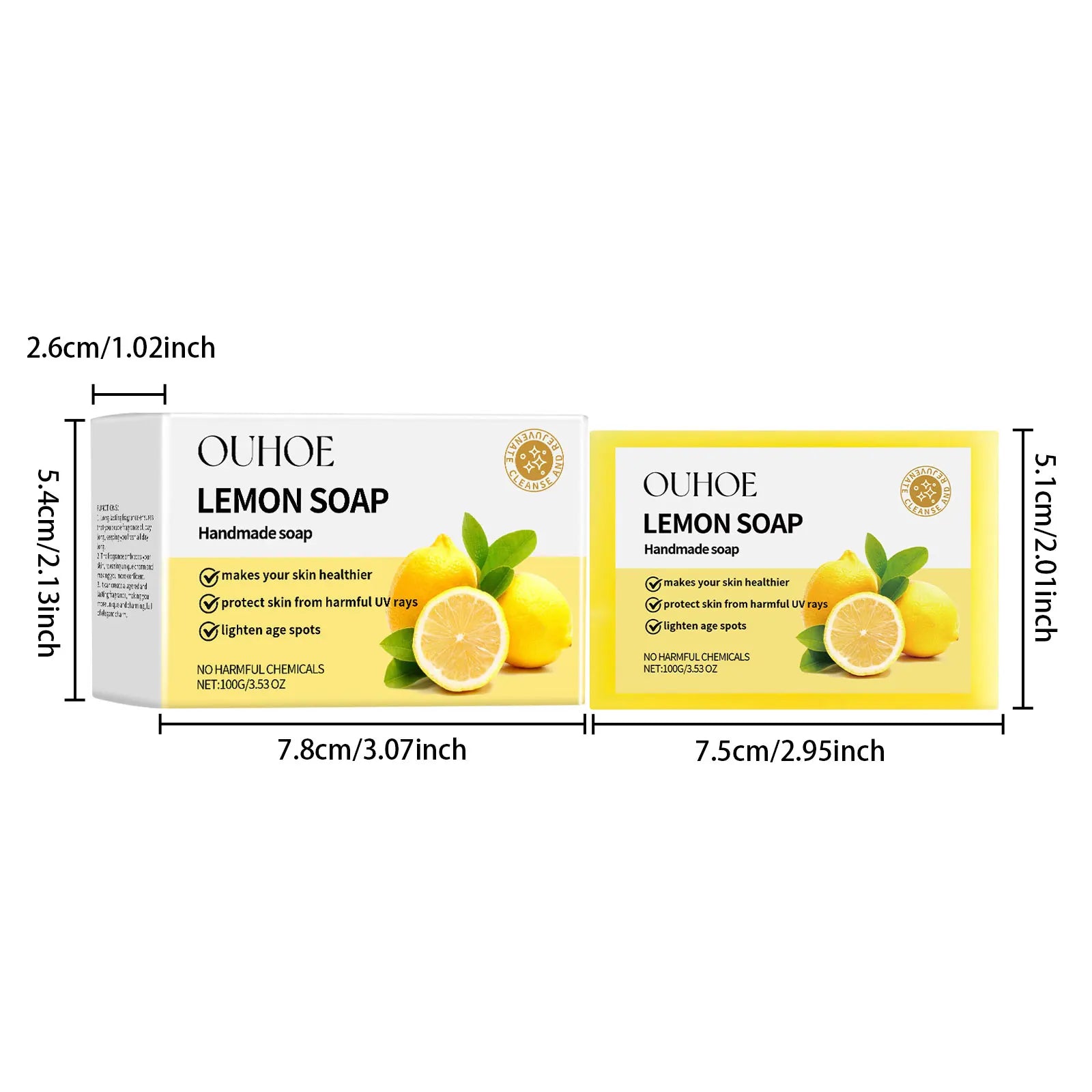 100G Lemon Body Bathing Soaps Gentle Cleaning Dirts Refreshing Oil Control Moisturizing Non-tight Smoothing Bath Soap for Face Oasis Select
