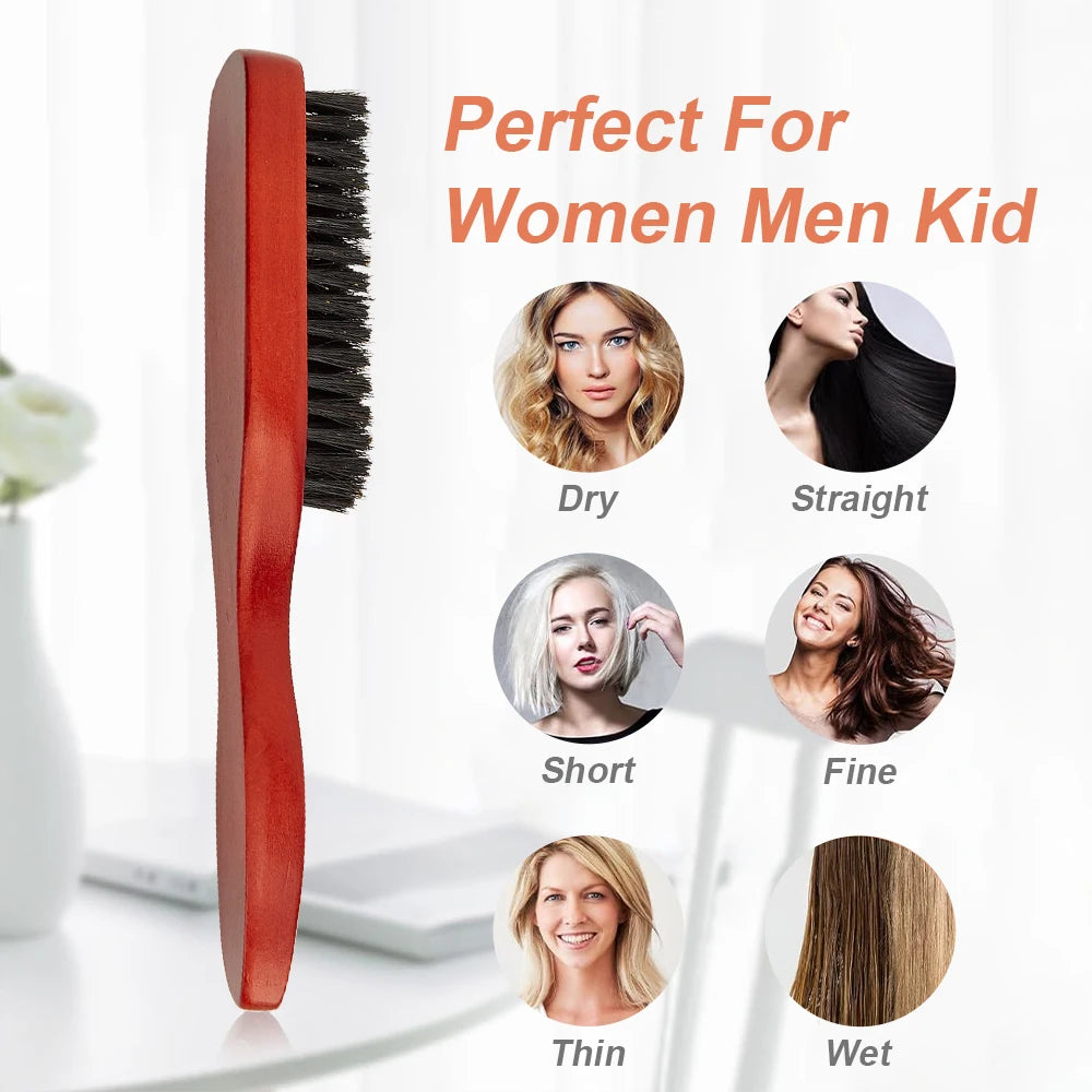 Men's Wood Beard Brush & Mustache Comb Kit with Gift Bag