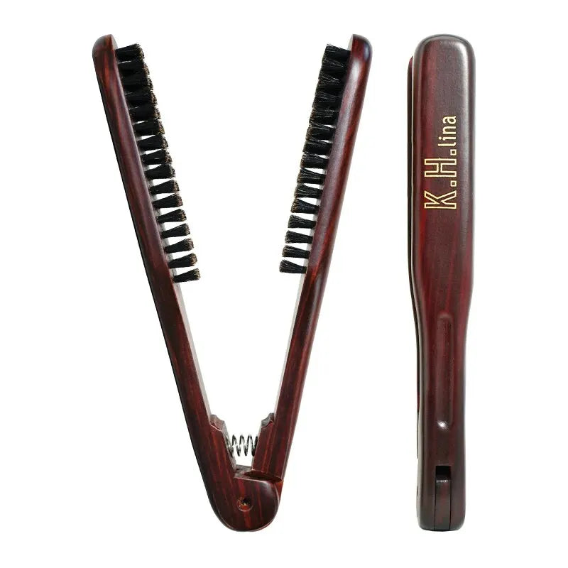 V-Type Wooden Handle Hair Straightener Comb | Anti-Static Hair Styling Comb Oasis Select 498-K