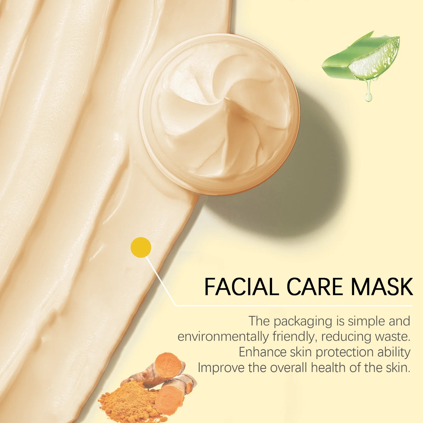 Hoygi Turmeric Facial Clay Mask Refining Pores Deep Cleaning Dull Skin Moisturizing Oil Control Oil Control Exfoliating Mud Mask Oasis Select