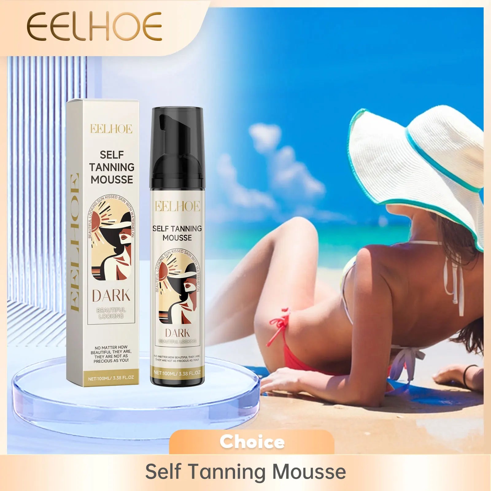 EELHOE Self-Tanning Mousse Care Body Bronzer Lotion Suntan Lotion Sunbed Tanning Accelerator Skin Moisturizing Self Tanner Spray Oasis Select 200ml