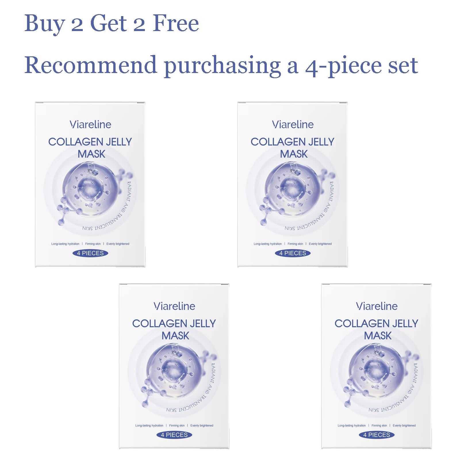 4 PCS Collagen Face Mask Deep Moisturizing & Nourishing Enhance Skin Elasticity Improve Dryness Softening Glow Face Jelly Mask Oasis Select 4 boxes United States