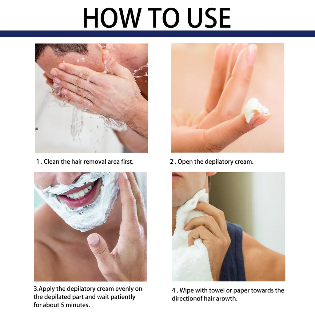 EELHOE Men Hair Removal Cream Beard Shaving Cream Hair Growth Inhibitor Armpit Hair Remover Painless Permanent Depilatory Cream Oasis Select