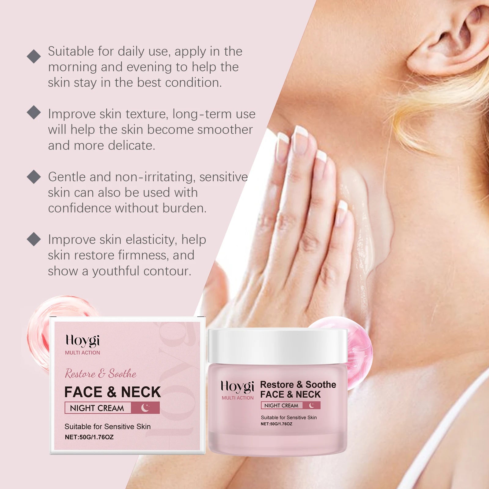 50G Face & Neck Cream Deep Nourishing Enhance Smoothness Firming Improve Skin Elasticity Hydrating Glowing Neck Care Lotion Oasis Select