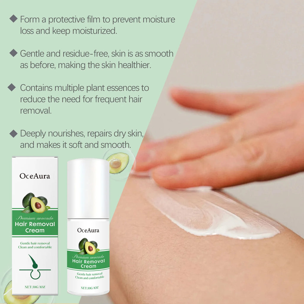 30G Avocado Hair Removal Cream Gentle Cleaning Pore Non-irritating Enhance Smoothness Soothing Discomfort Hair Remove Lotion Oasis Select