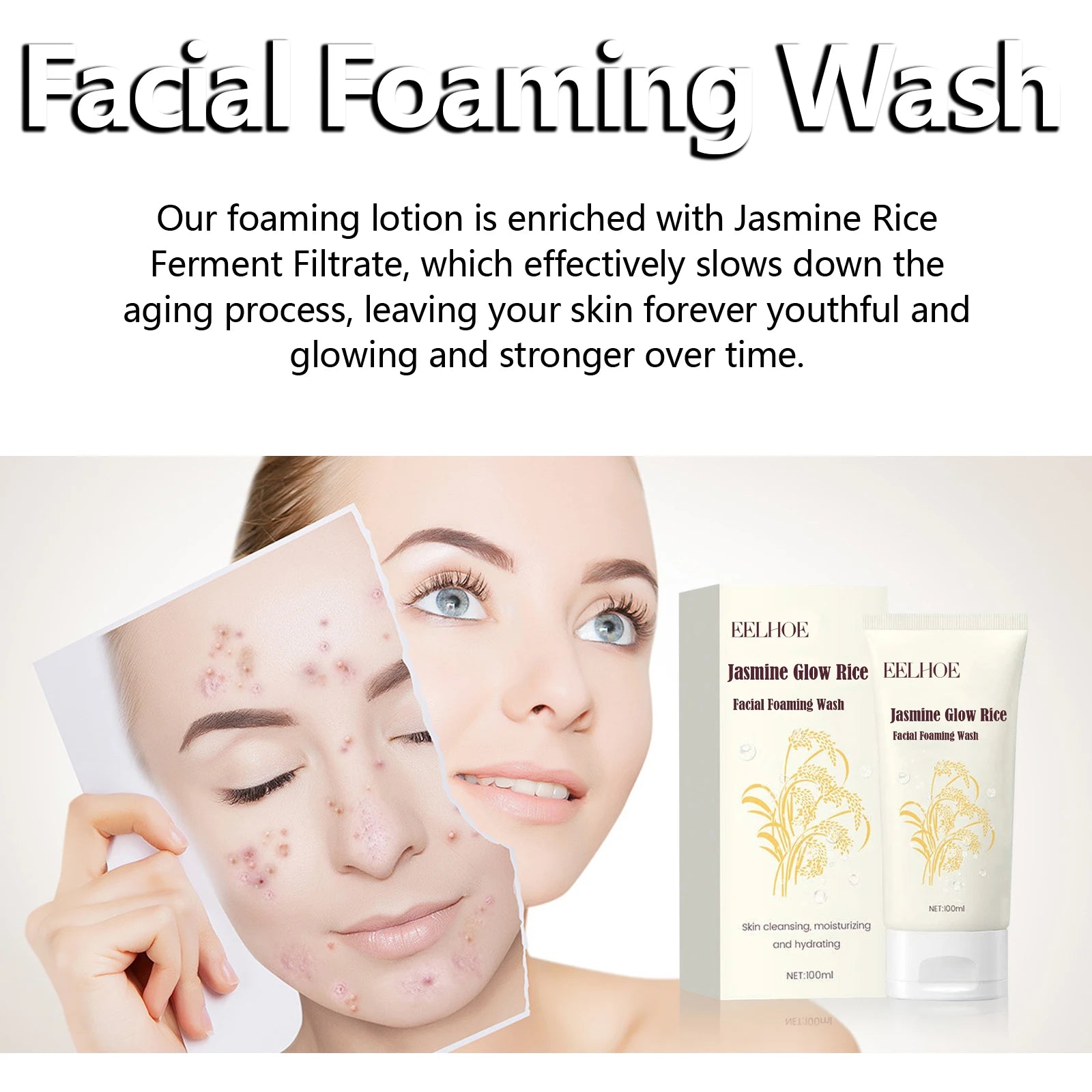 100ML Jasmine Facial Wash Gentle Cleaning Skin Refine Pores Refreshing Oil Control Enhance Smoothness Hydrating Face Cleaner Oasis Select