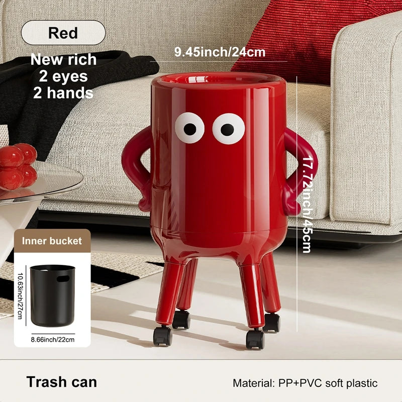 Trash can, large-capacity lidded wastebasket, featuring a figure with hands on hips, ideal for home decor, kitchen trash can, ba Oasis Select Red