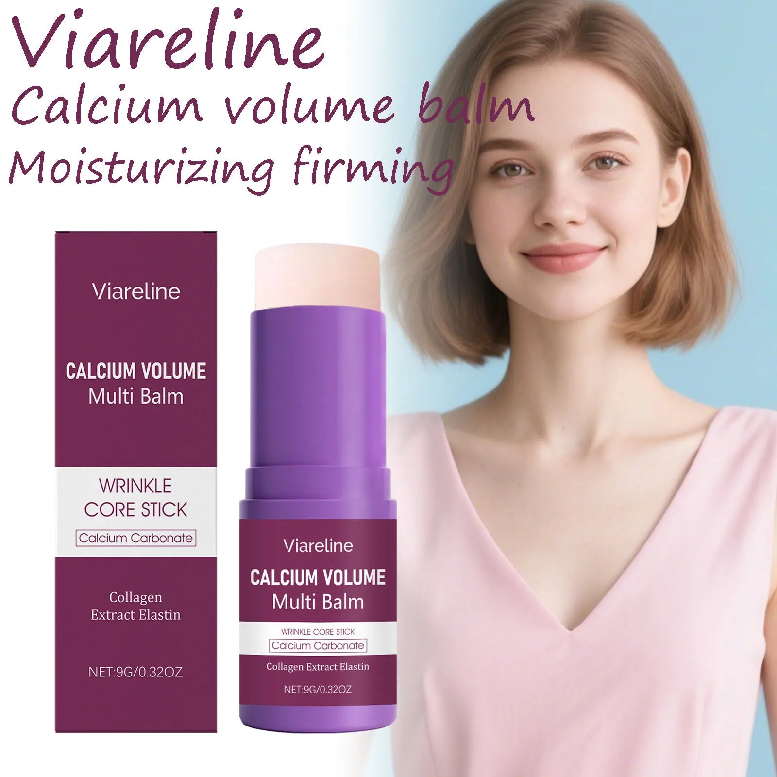 9g Calcium Volume Face Balm Gentle Moisturizing Non-greasy Smoothing Anti-aging Firming Collagen Face Cream Stick for Neck Faces Oasis Select