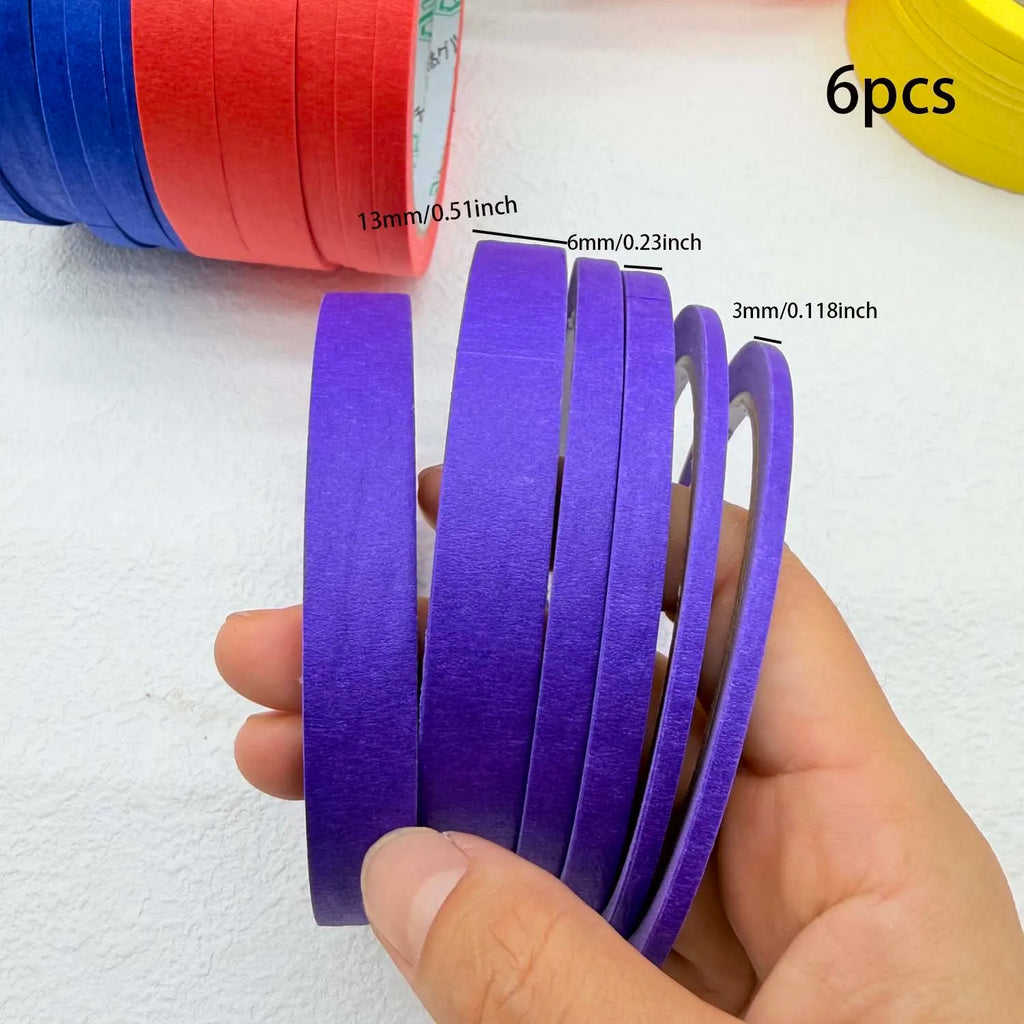 3/6 Rolls 3size Colorful Paper Masking Painters Tapes Painting Labeling Arts Crafts,Removal for Crafts, Labeling,DIY Decorative Oasis Select 6pcs purple