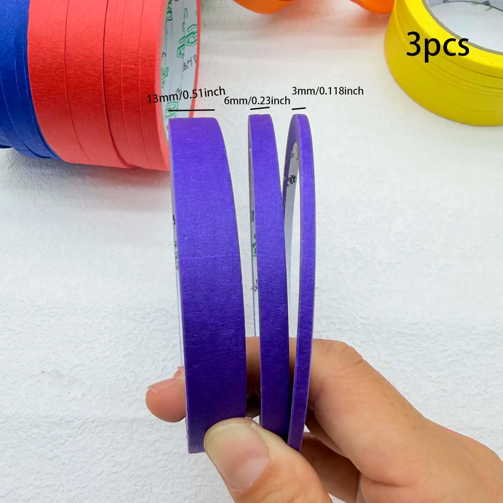 3/6 Rolls 3size Colorful Paper Masking Painters Tapes Painting Labeling Arts Crafts,Removal for Crafts, Labeling,DIY Decorative Oasis Select 3pcs purple