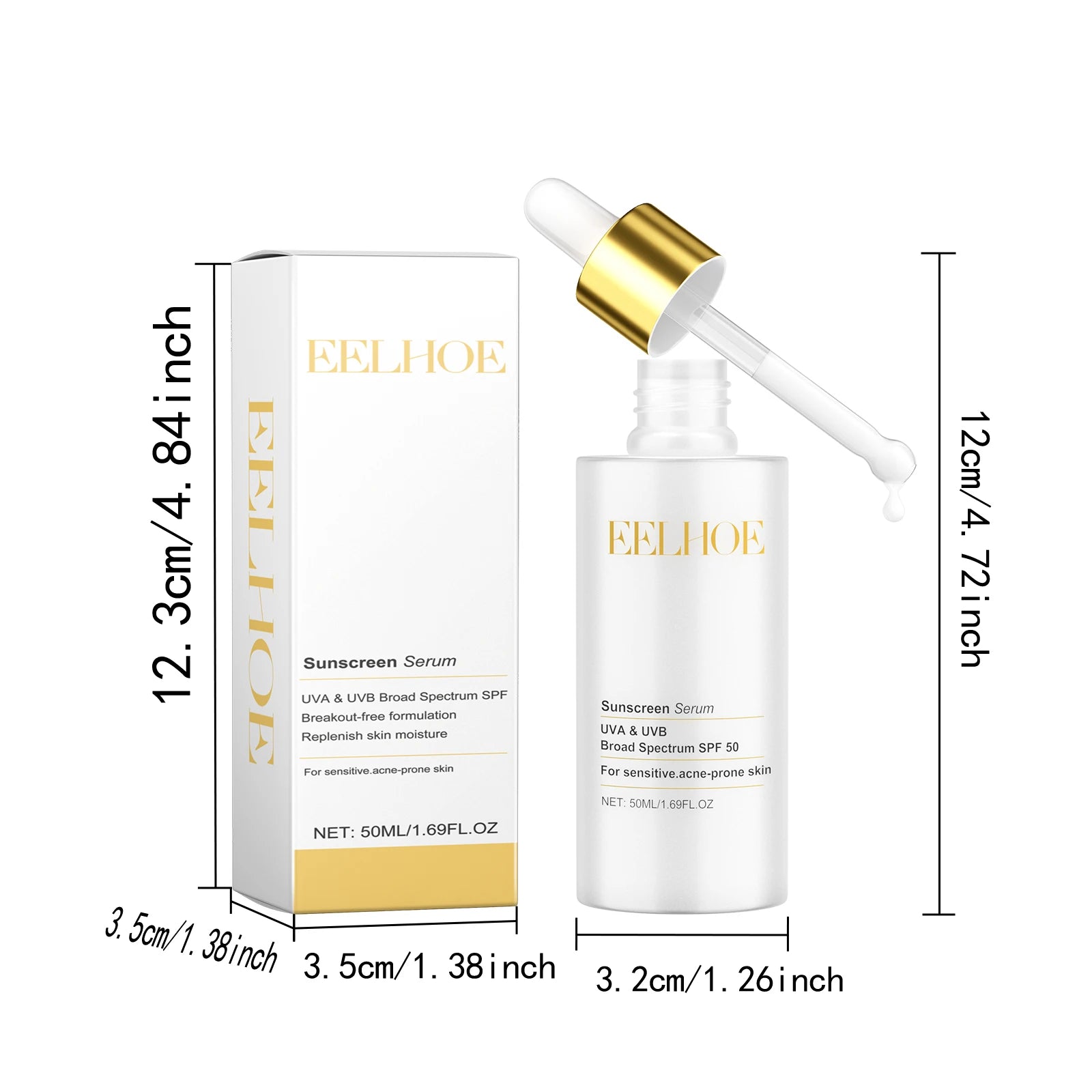 50ML Sunscreen Serum Deep Moisturizing Glowing Skin Enhance Smoothness Prevent Sunburn Non-greasy Prevent Sunburn Repairing Damaged Sunblock Facial Serum Oasis Select