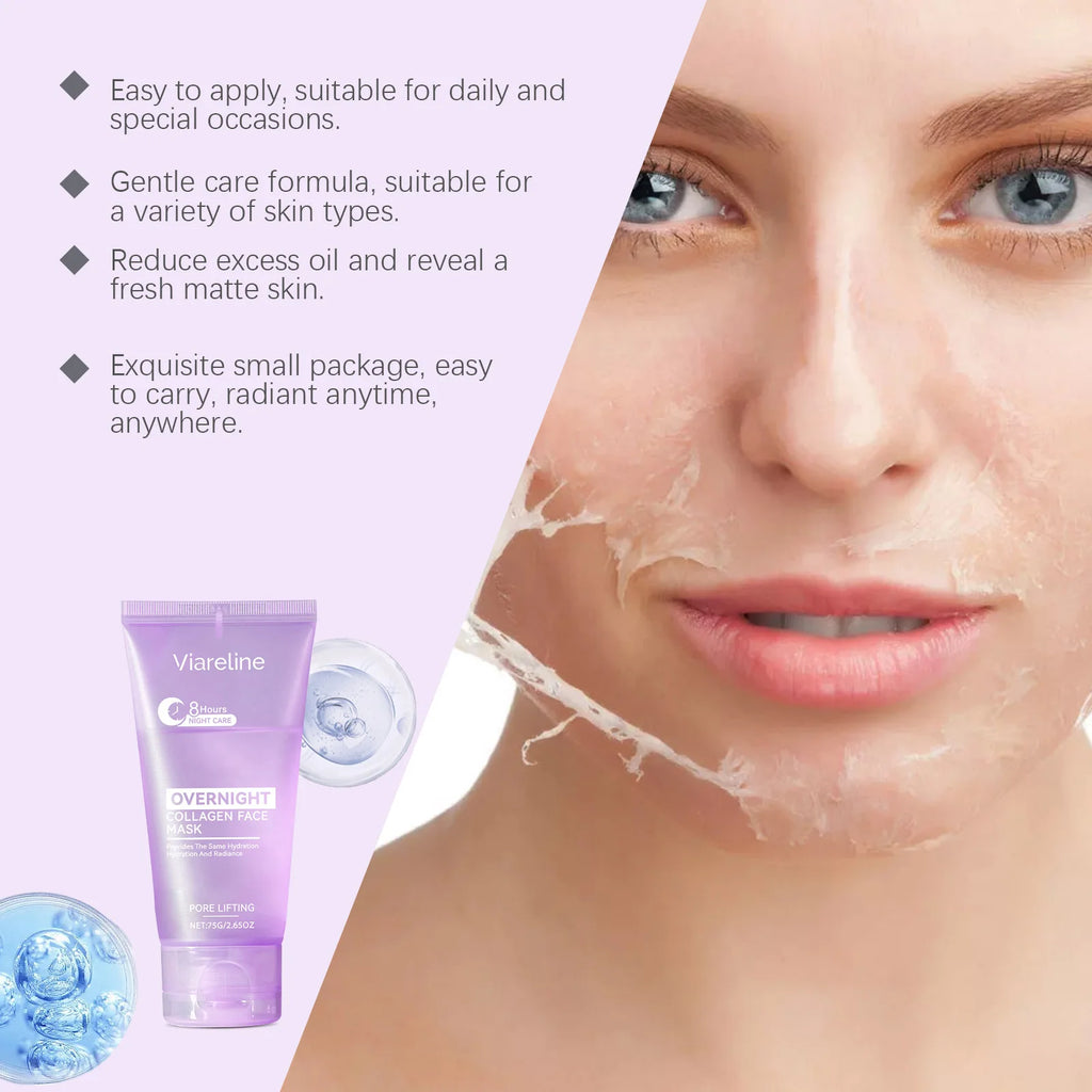 75g Overnight Collagen Facial Peeling Mask Gentle Hydrating Smoothing Cleaning Dirts Refine Pores Softening Face Peeling Mask Oasis Select