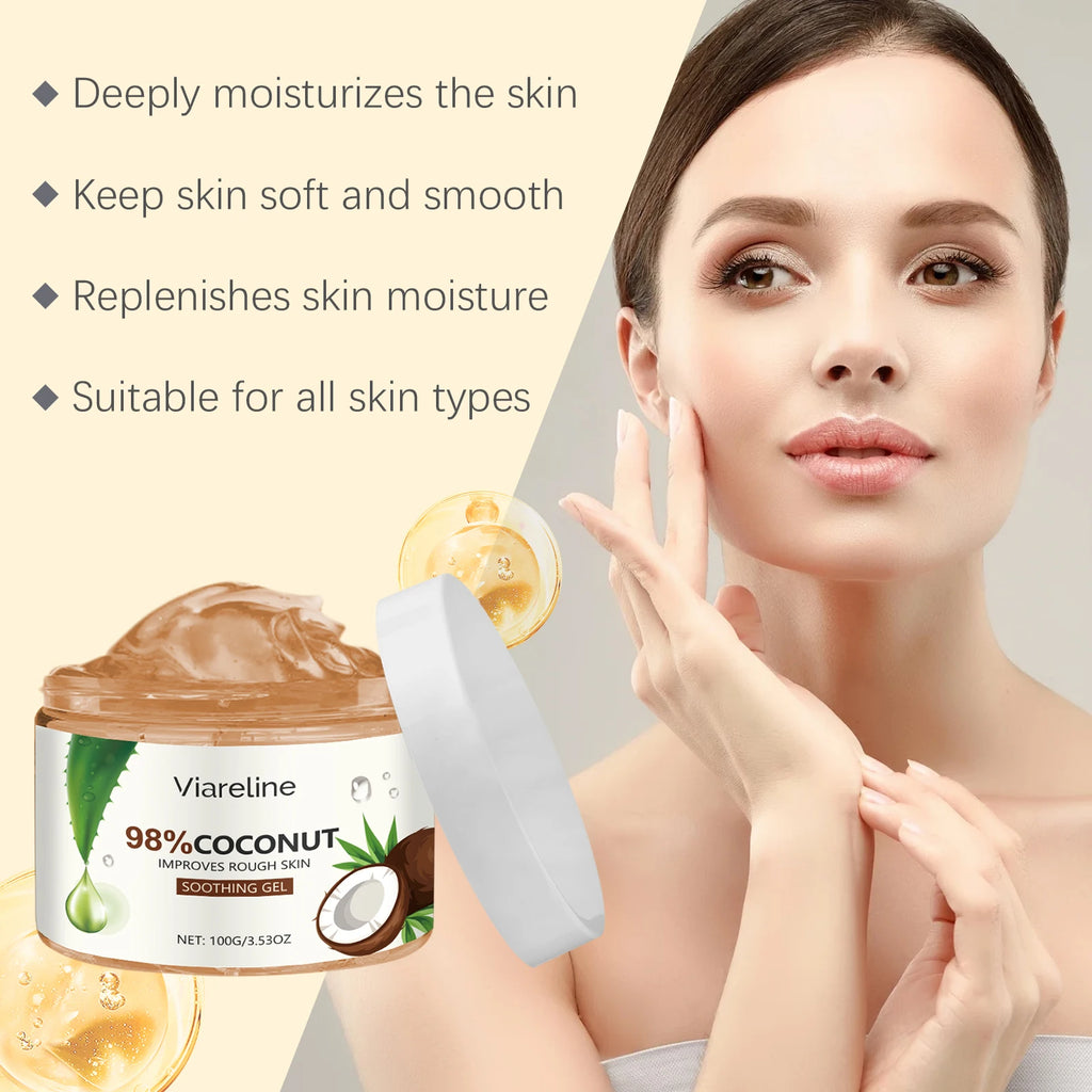 Viareline Coconut Hydrating Gel Enhance Smoothness Reduce Dry-itching Refreshing Improve Skin Texture Coconut Soothing Gel Oasis Select