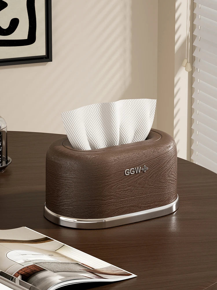 Wood-grain design plastic tissue box, a desktop tissue holder—perfect as a home decor item to add a creative touch to your kitch Oasis Select
