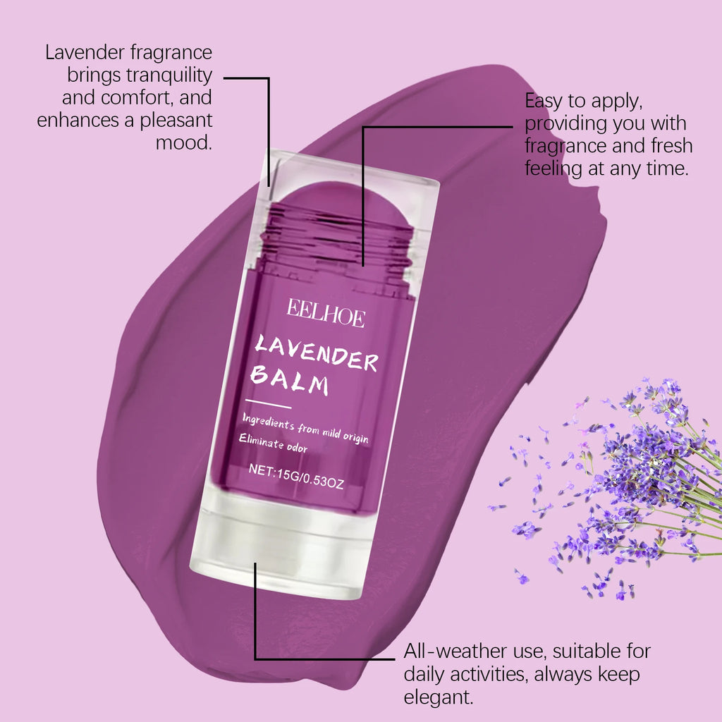 15G Lavender Body Balm Portable Moisturizing Skin Lasting Fresh Floral Fragrance Eliminate Bad Odor Body Deodorant Cream Stick Oasis Select