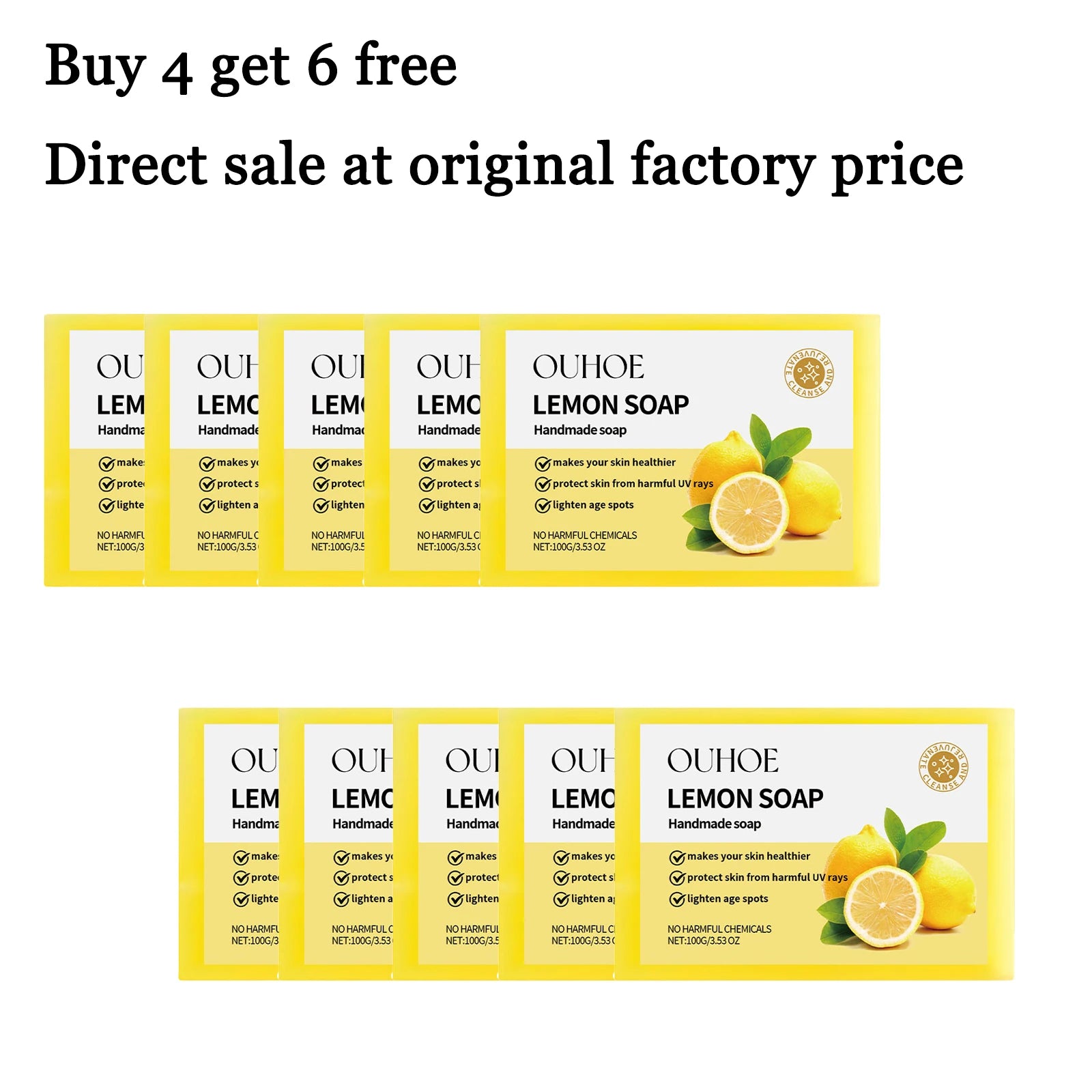 100G Lemon Body Bathing Soaps Gentle Cleaning Dirts Refreshing Oil Control Moisturizing Non-tight Smoothing Bath Soap for Face Oasis Select 10 pcs United States