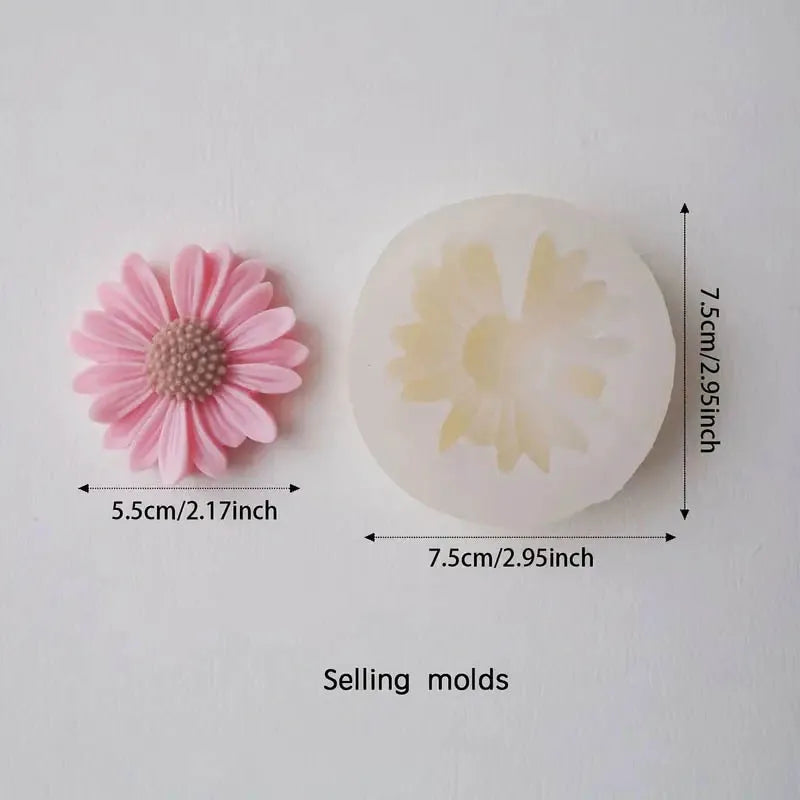 1pc 3D Daisy Flower Silicone Candle and Plaster Mold - DIY Resin and Clay Handmade Soap Crafting Home Decor Oasis Select 1PC
