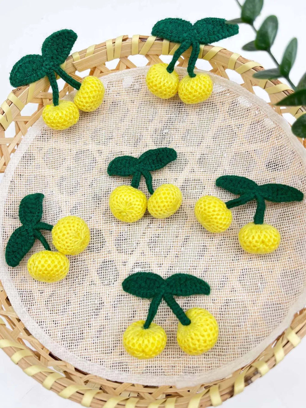 Handmade Crochet Cherry Brooch Set of 2 – DIY Knit Appliques