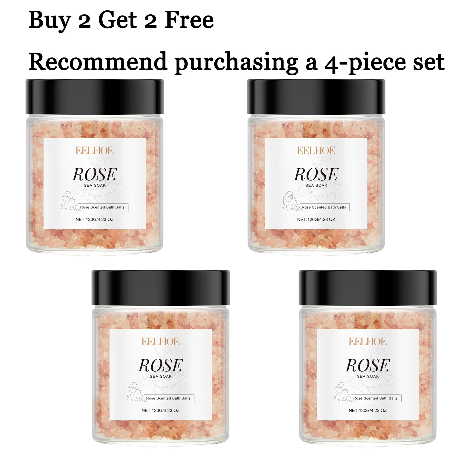 Rose Body Bath Salt 120g – Moisturizing Pore-Cleansing Soak Body Bath Salt Oasis Select 4 pcs United States