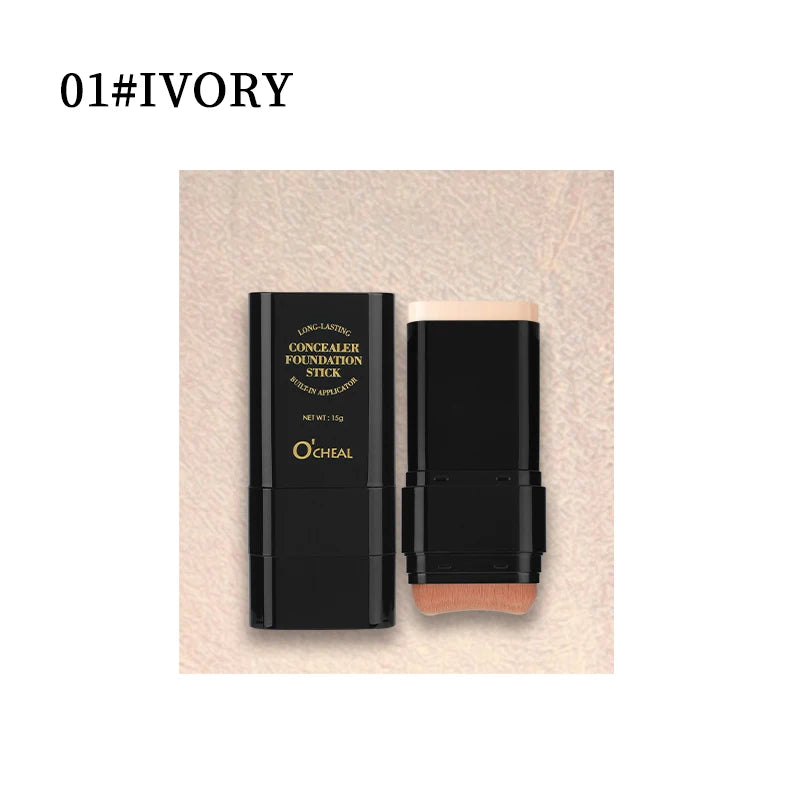 O'cheal Two In One Concealer Foundation Stick Facial Matte Waterproof Bronzer Contouring Face Coverage Moisturizing Makeup Cream Oasis Select Brush 01 IVORY 15-20g