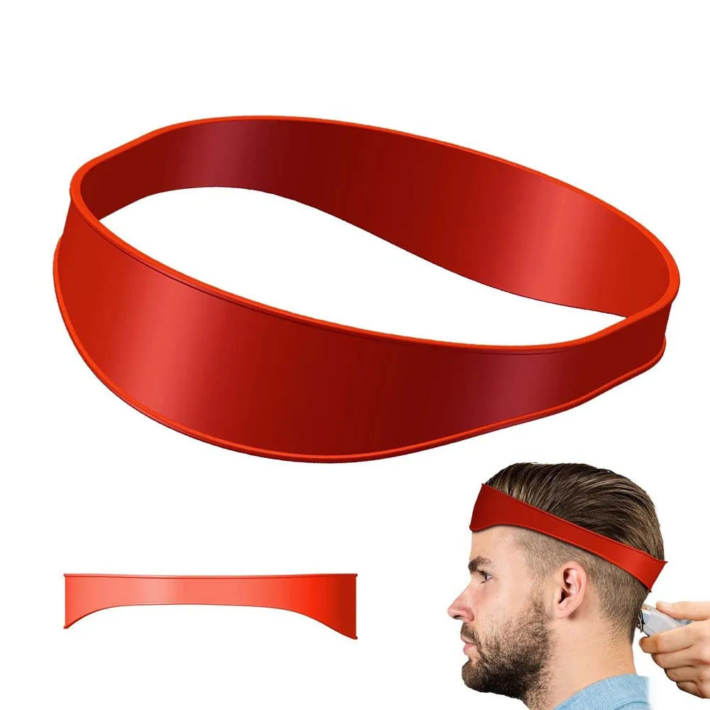 DIY Home Haircuts Curved Headband Silicone Neckline Shaving Template and Hair Cutting Guide Hair Styling Tool Oasis Select red
