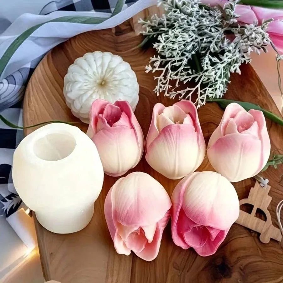 2/3PCS Tulip Flower Silicone Molds 3D Floral Resin Candle Soap Mold Flower  Chocolate Cake Decoration Mold