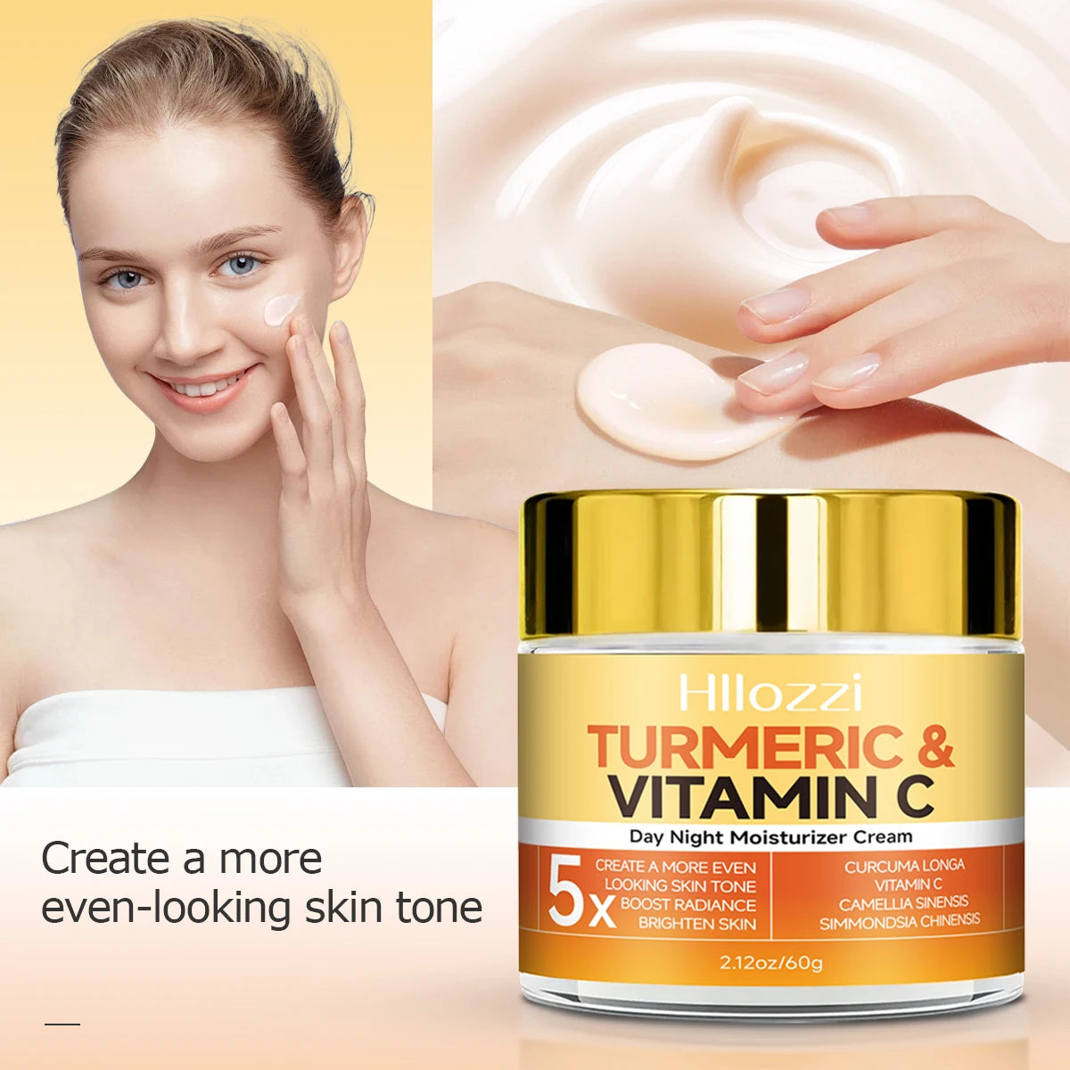 Turmeric&Vitamin C DayNight Moisturizer Cream Hydrating, Firming, Brightening, Smoothing, Repairing Hyaluronic Acid Oasis Select