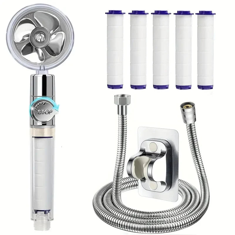 360° Turbine Handheld Shower Head – High Pressure & Water Saving