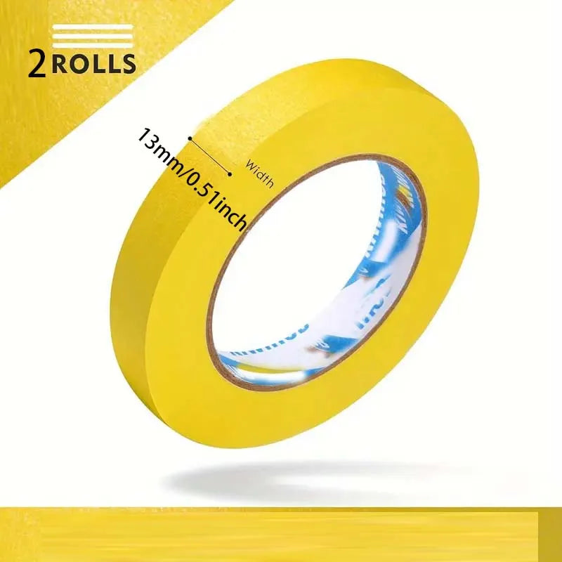 2pcs 13mm Yellow Masking Tape Adhesive Tape Textured Paper Car Paint Decoration Seamless Hand Tear Without Mark For Painting Oasis Select 2pcs