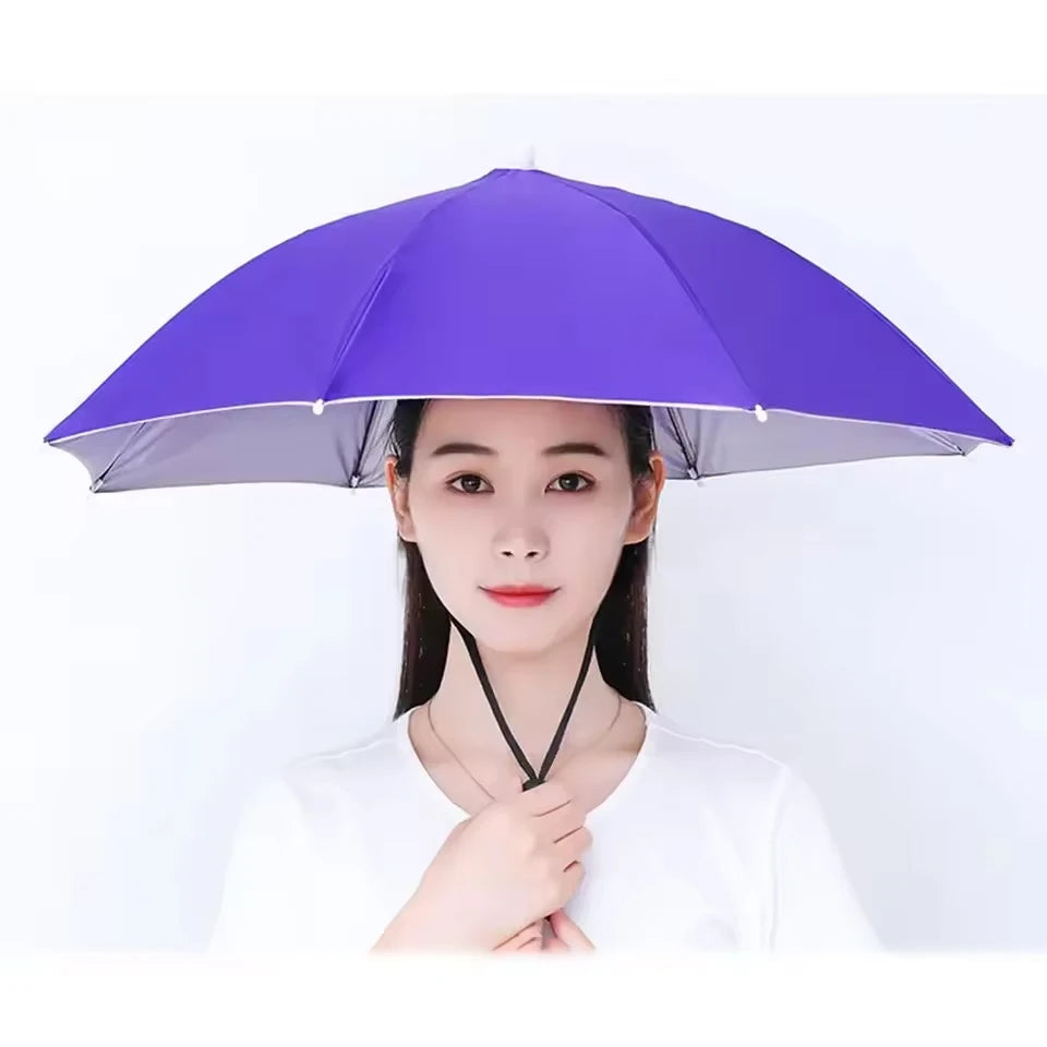 Head-Mounted Umbrella Hat Parasol Summer Rainproof Sunscreen Outdoor Fishing Climbing Umbrella Hat Head-Mounted Hat Oasis Select zise