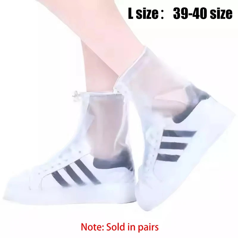 Anti-slip wear-resistant rain shoe covers thickened rainproof unisex silicone shoe covers with waterproof layer rain boot covers Oasis Select white-1pcs L 39-40 size