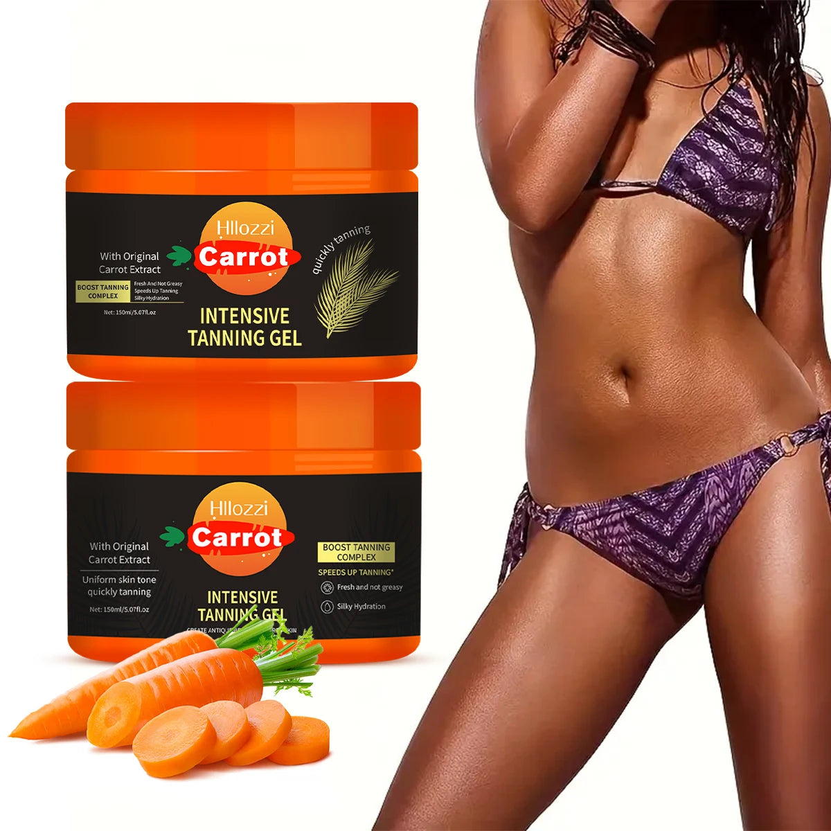 150ml/5.07fl.oz Carrot Gel for face and body, moisturizing, quick drying, quick tanning, long-lasting bronze Oasis Select