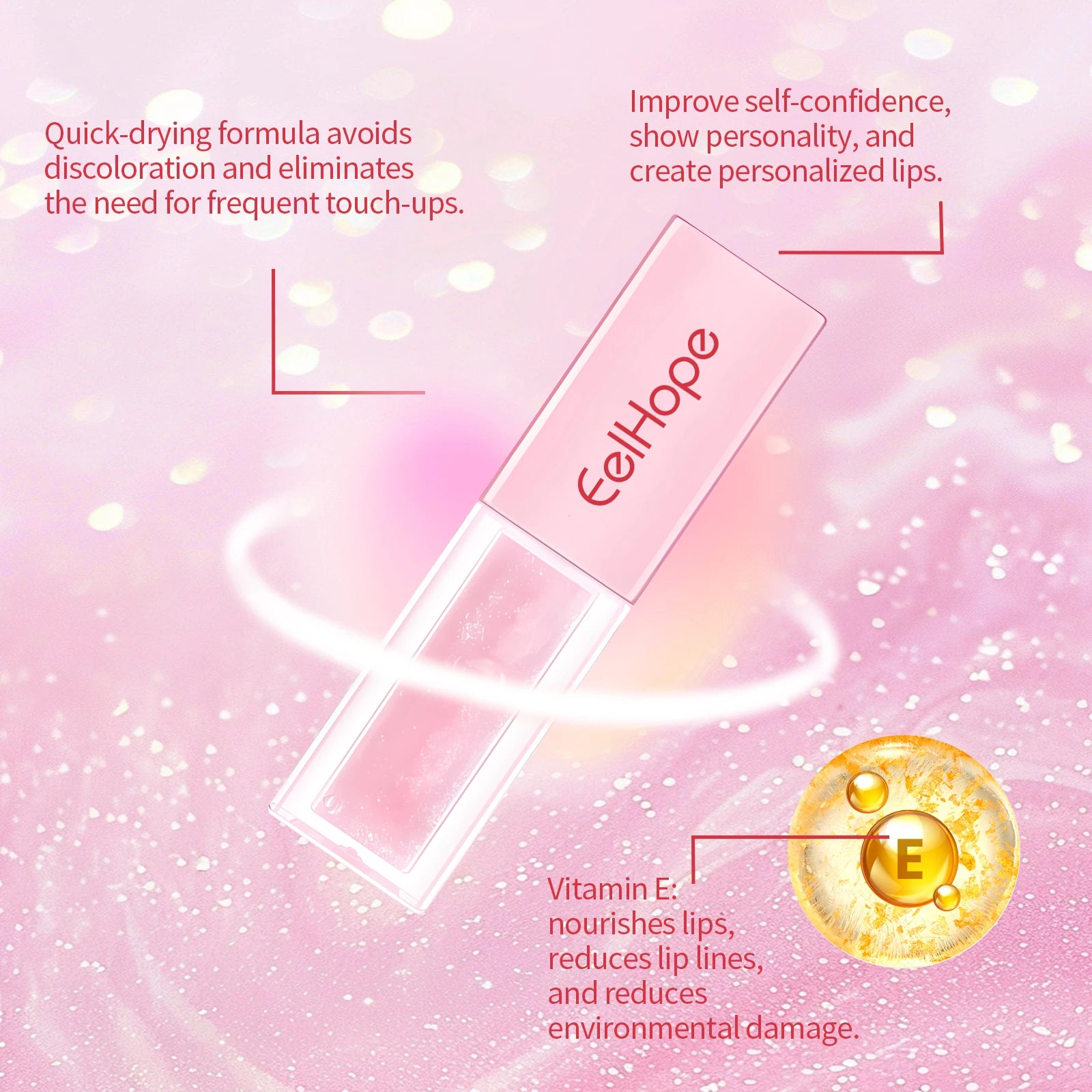 4ML Lip Gloss Moisturizing Reduce Lip Lines Improve Skin Texture Lasting Bright Color Restoring Gloss Non-sticky Beauty Makeup Lip Balm Oasis Select