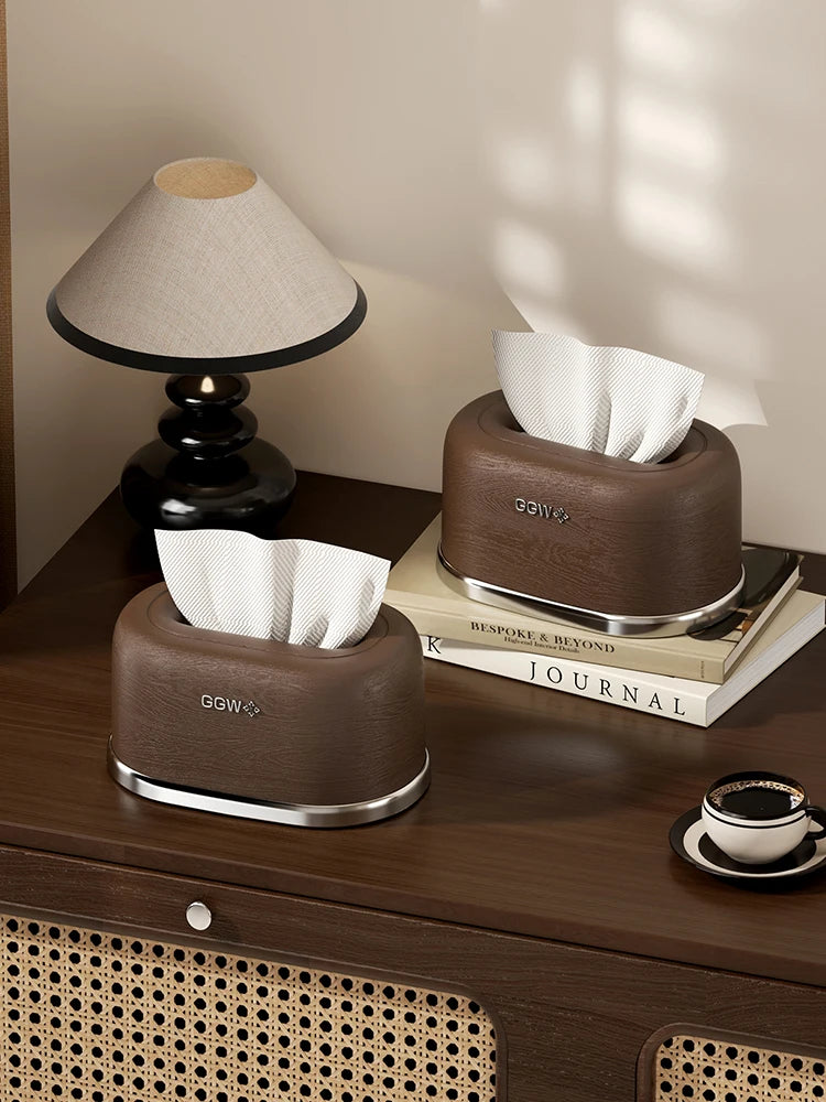 Wood-grain design plastic tissue box, a desktop tissue holder—perfect as a home decor item to add a creative touch to your kitch Oasis Select