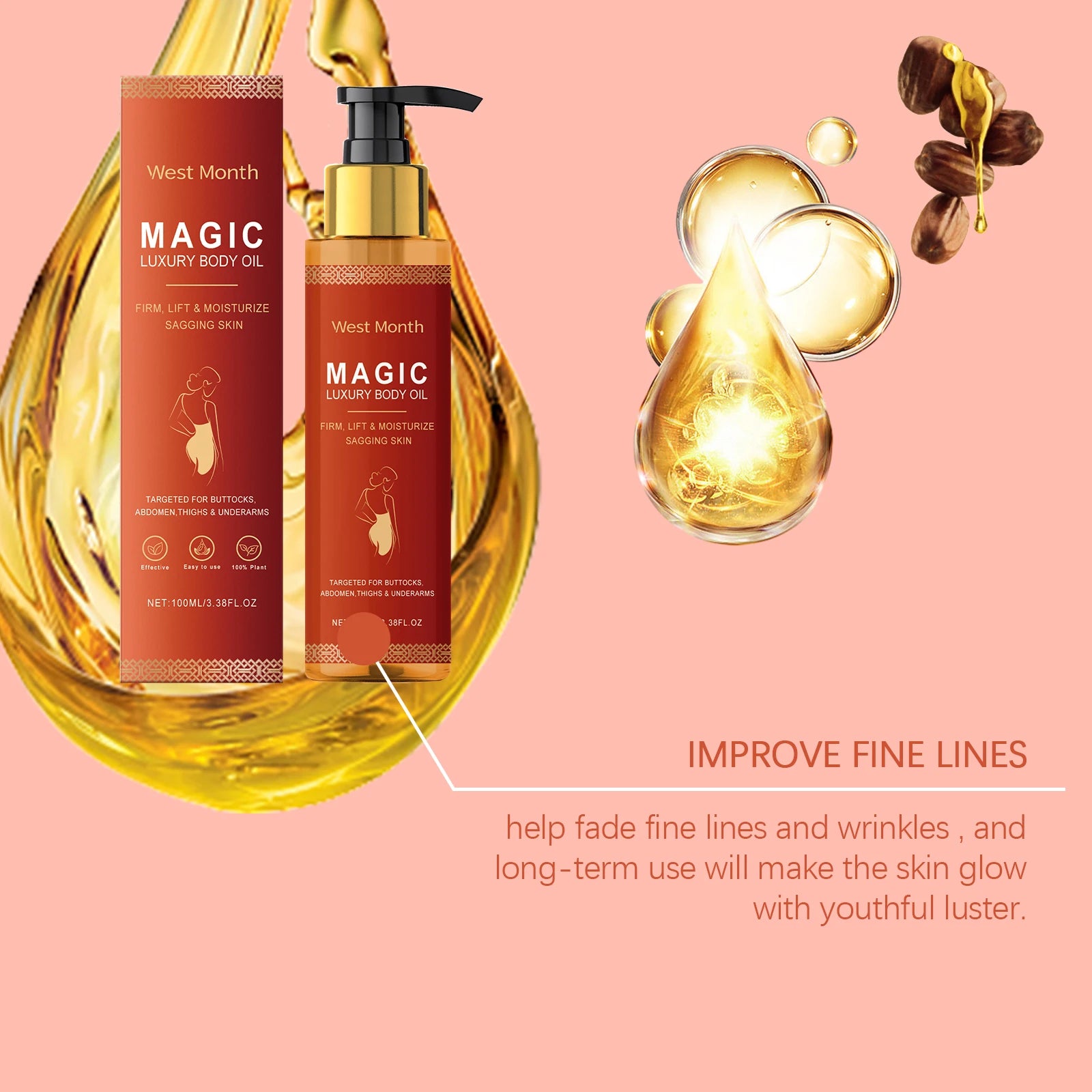 Firming Body Oil Enhance Skin Elasticity Daily Nourishing Reduce Druness Improve Roughness Mild Tightening Body Essential Oil Oasis Select