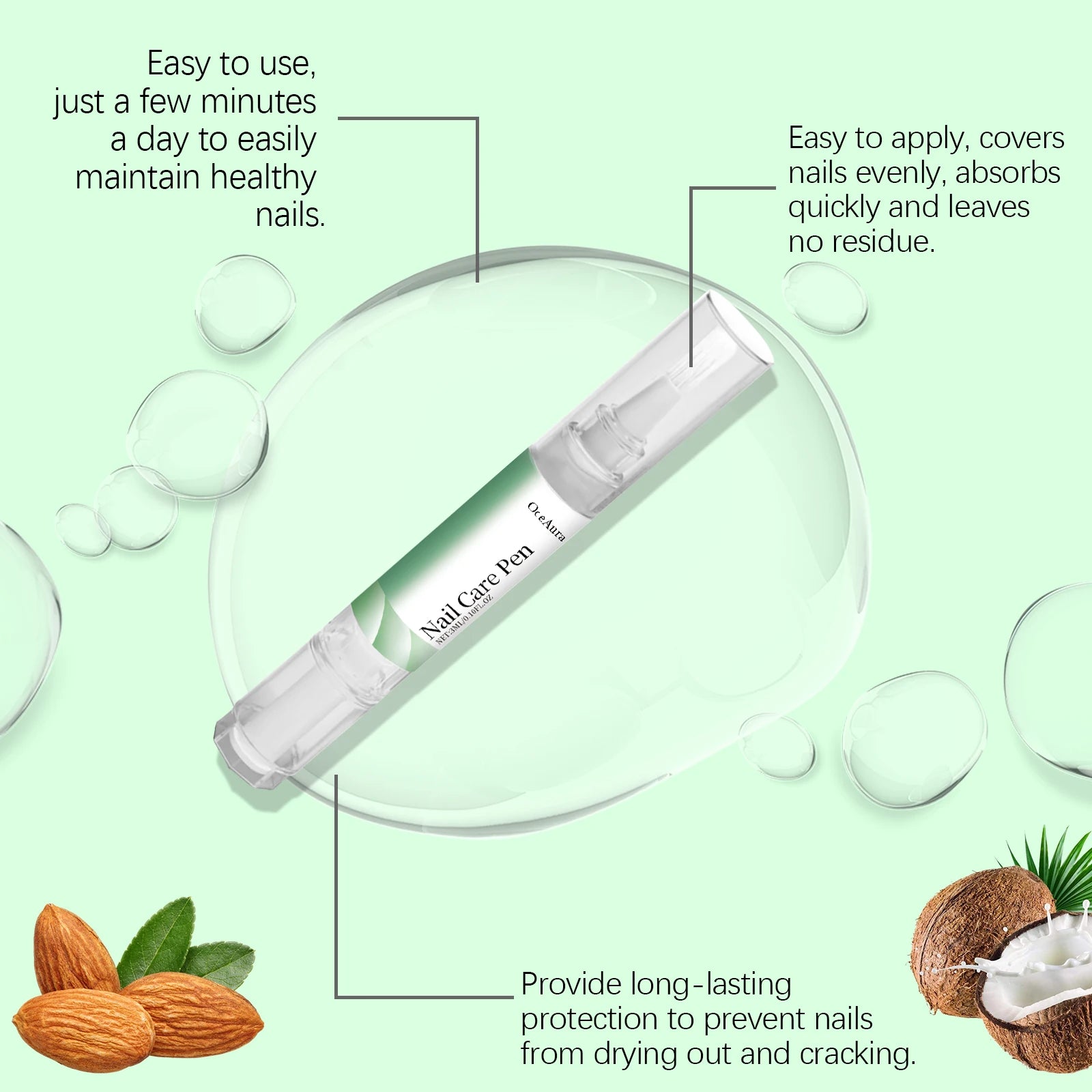 Natural Nail Care Pen Prevent Cracked Moisturizing Deeply Nourishing Nail Relief Discomfort Strengthening Nail Structure Oil Pen Oasis Select