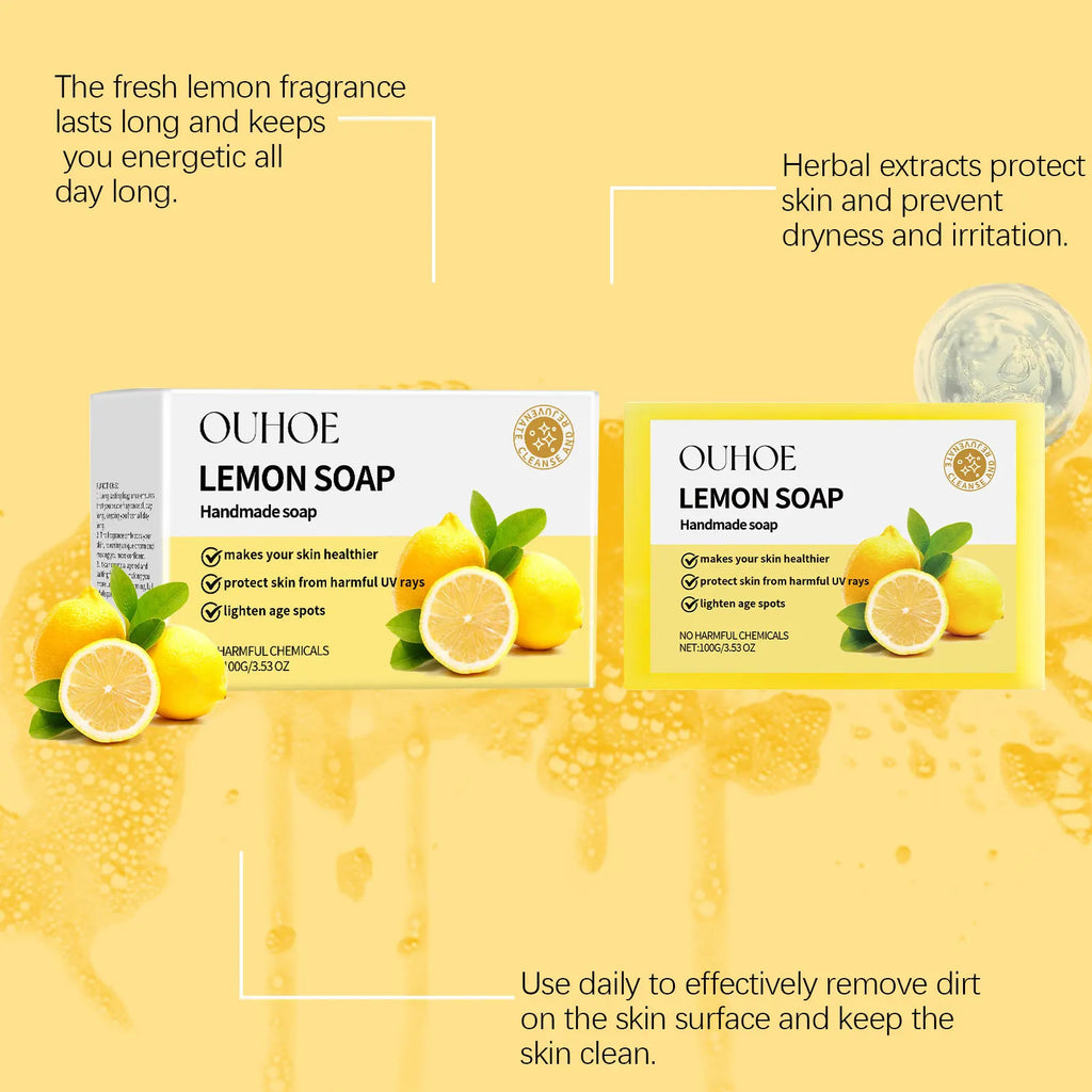 100G Lemon Body Bathing Soaps Gentle Cleaning Dirts Refreshing Oil Control Moisturizing Non-tight Smoothing Bath Soap for Face Oasis Select
