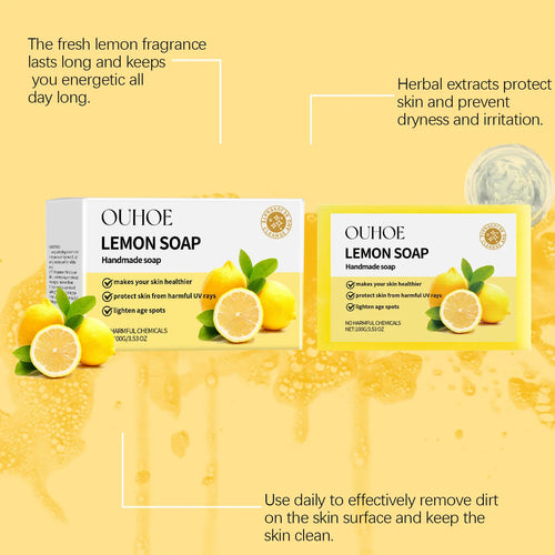 100G Lemon Body Bathing Soaps Gentle Cleaning Dirts Refreshing Oil Control Moisturizing Non-tight Smoothing Bath Soap for Face Oasis Select