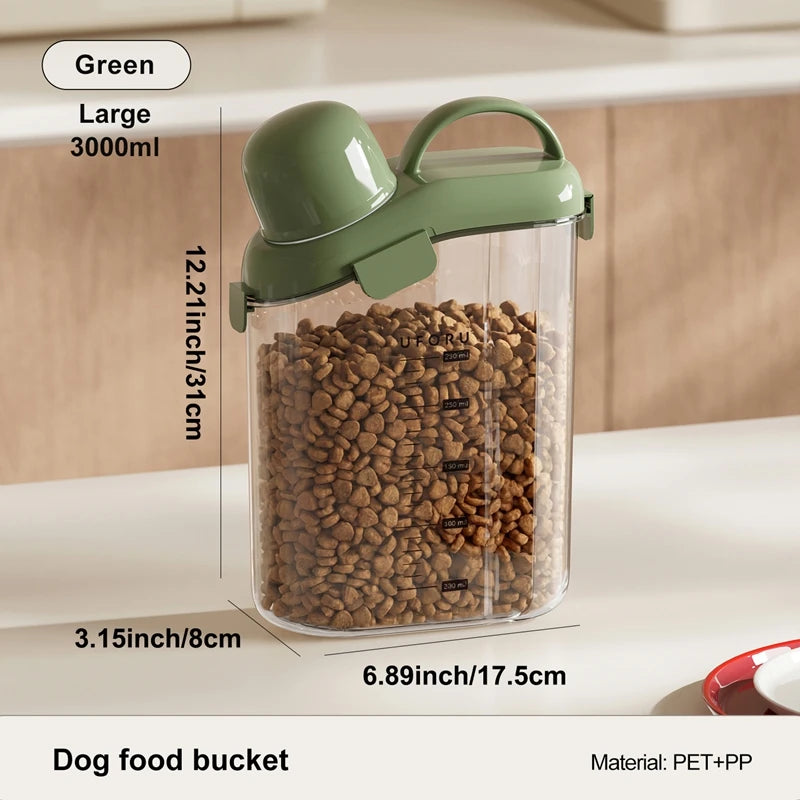 Pet Food Storage Container Airtight Dog Food Container Cat Food Bin with Lid Handle Pour Spout 2.1L Oasis Select grren big