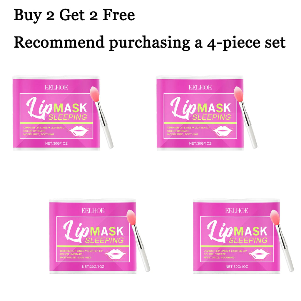 30g Pink Lip Sleeping Mask Gentle Cleaning Remove Dead Skin Reduce Dryness Anti-chapping Enhance Gloss Fade Fine Lines Non-sticky Lip Care Mask Oasis Select 4 pcs United States