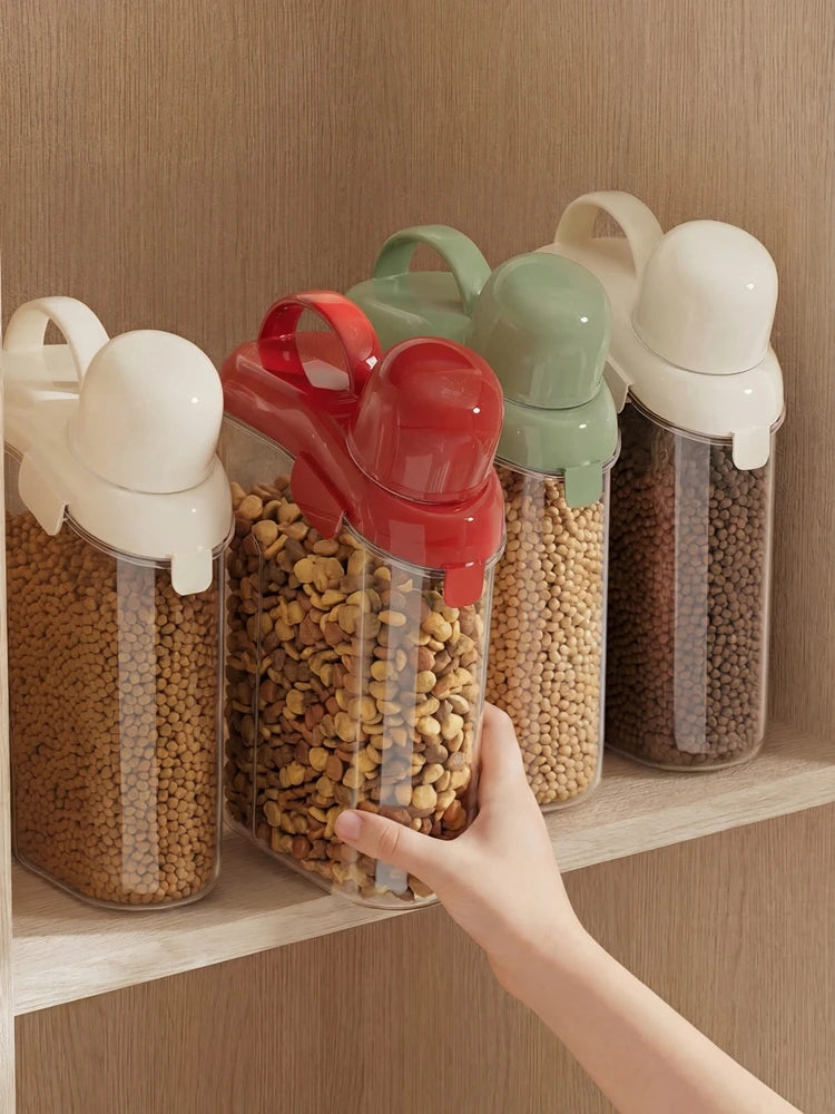 Pet Food Storage Container Airtight Dog Food Container Cat Food Bin with Lid Handle Pour Spout 2.1L Oasis Select