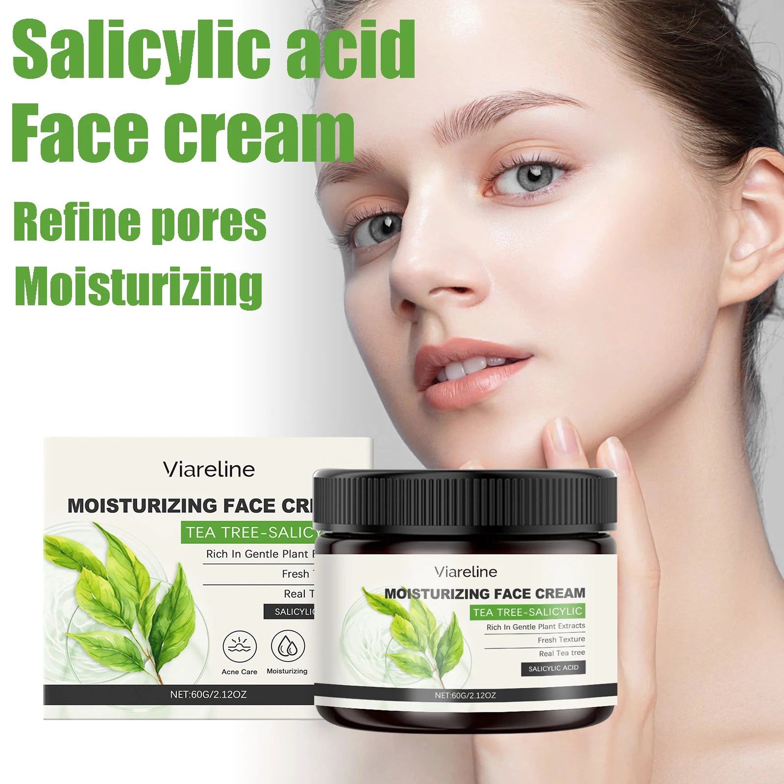 60G Salicylic Acid Facial Cream Gentle Moisturizing Refines Pores Brightening Improve Roughness Smoothing Non-greasy Face Lotion Oasis Select