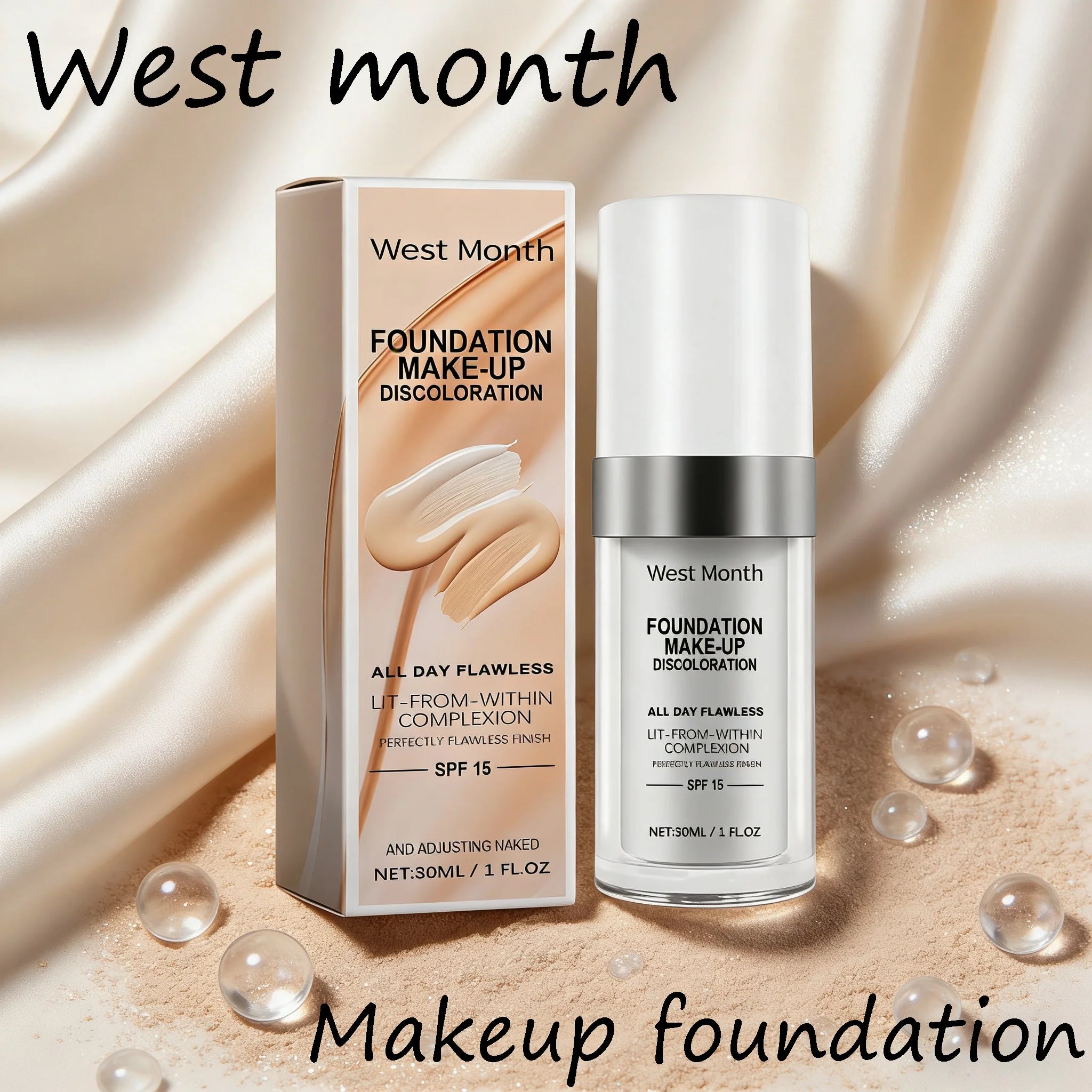 West Month Color Changing Foundation Full Coverage Concealer Foundation Long Lasting Makeup Waterproof Oil Control Matte Makeup Oasis Select