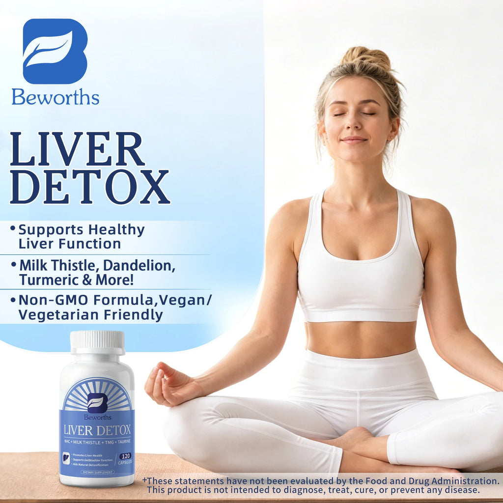 Beworths Liver Detox Pills with NAC,MILK THISTLE,TMG,TAURINE Liver Health Support Non-GMO Formula,Vegan Vegetarian Friendly Oasis Select