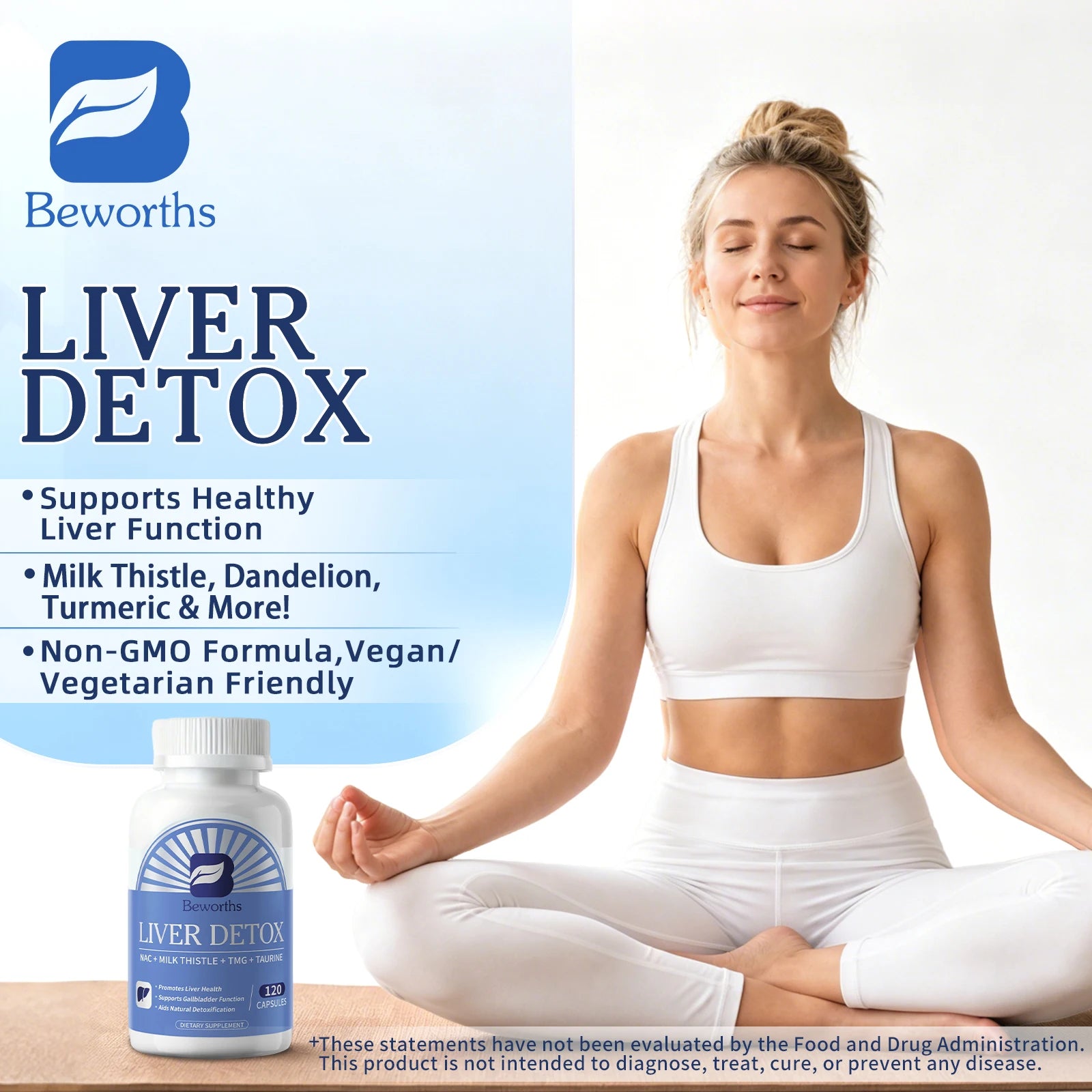 Beworths Liver Detox Pills with NAC,MILK THISTLE,TMG,TAURINE Liver Health Support Non-GMO Formula,Vegan Vegetarian Friendly Oasis Select
