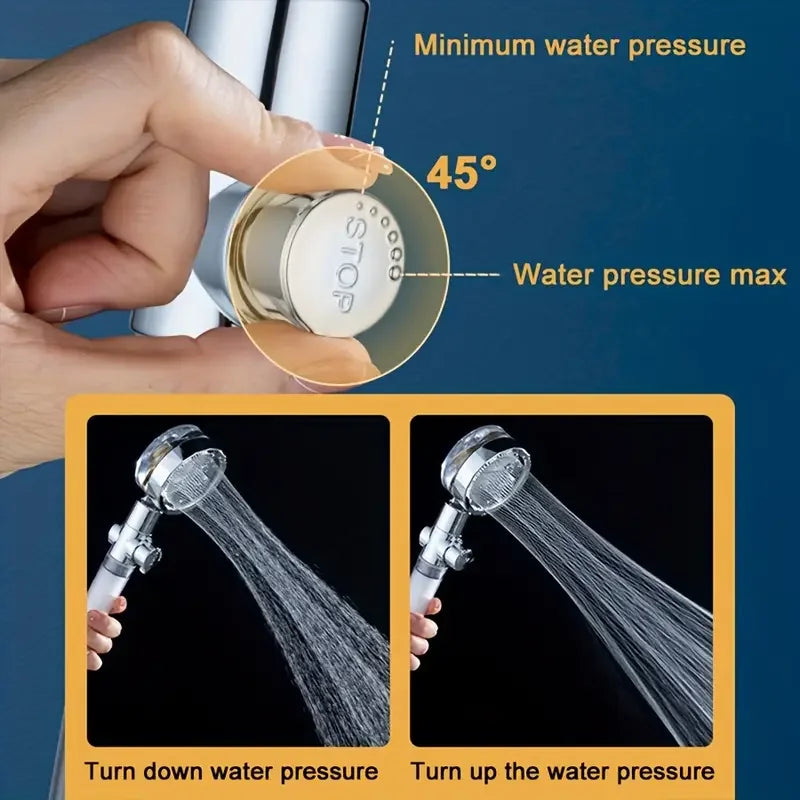 360° Turbine Handheld Shower Head – High Pressure & Water Saving