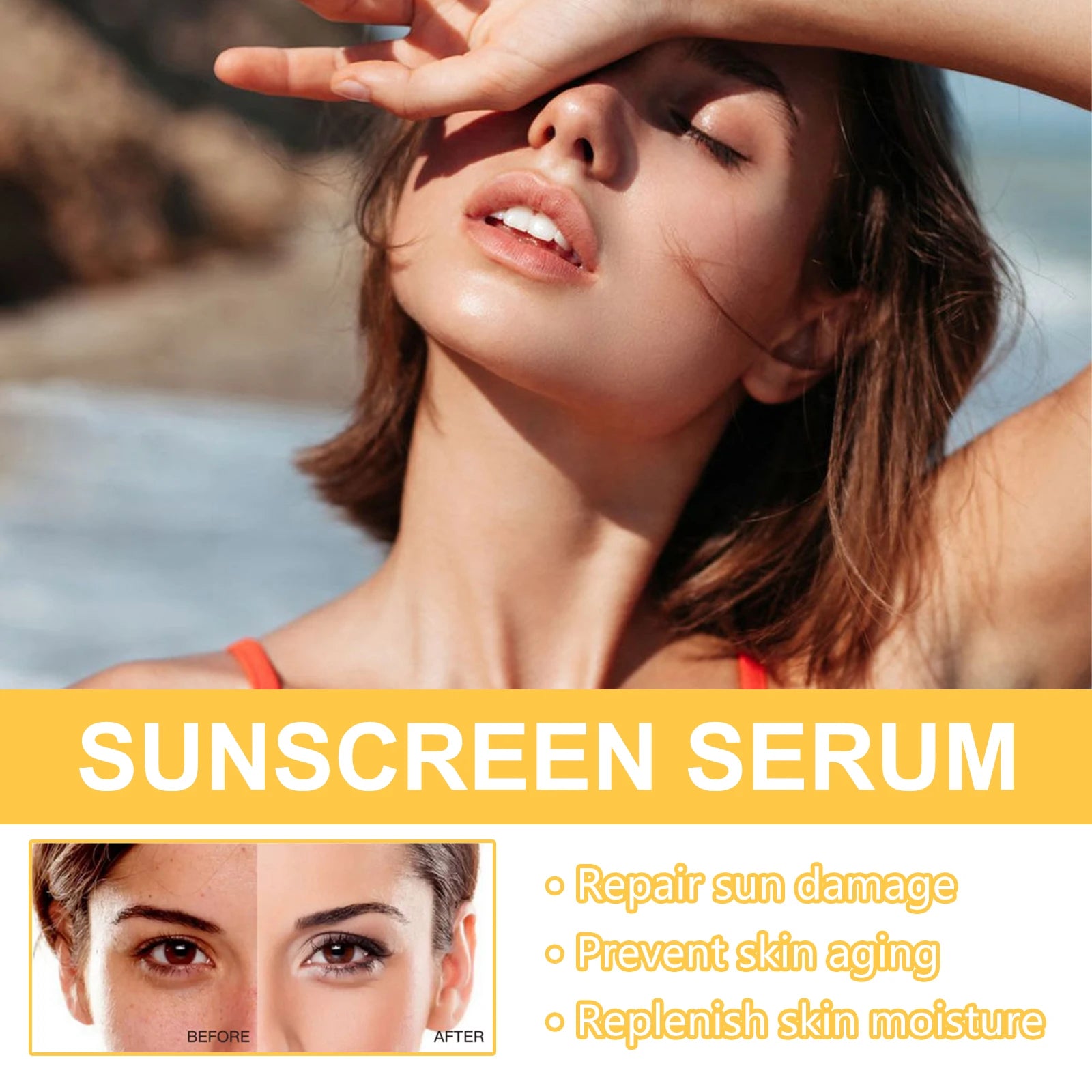 50ML Sunscreen Serum Deep Moisturizing Glowing Skin Enhance Smoothness Prevent Sunburn Non-greasy Prevent Sunburn Repairing Damaged Sunblock Facial Serum Oasis Select