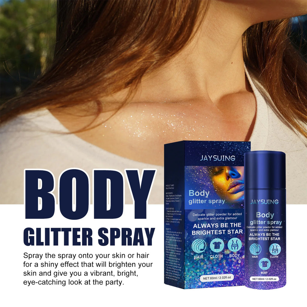 Body Glitter Highlighter Spray – Waterproof Shimmer Sparkle 60ml Body Glitter Spray Oasis Select