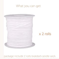 2 Rolls Candle Wick 61m Cotton Candlewick Core Braided Wick for Candle DIY and Making